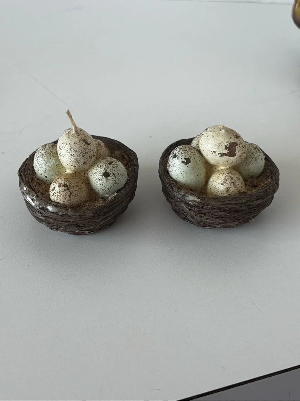 Set of 2 Miniature Nesting Bird Egg Candles 1.5”